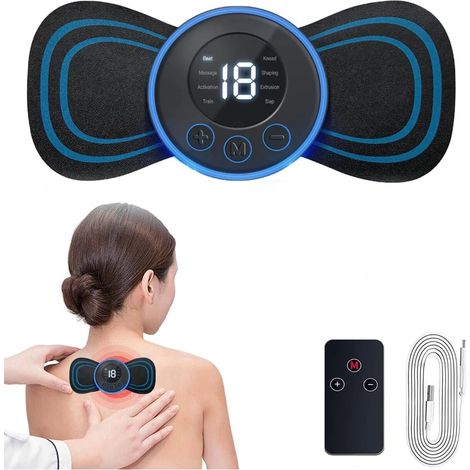 Appareil de massage électrique pour la nuque et les épaules, 8 modes et 19 niveaux d'intensité. Mini appareil de massage pour la nuque avec affichage numérique et télécommande. (1/5)