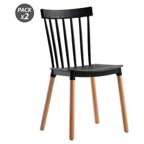 muvip Set di Sedie Nere 45 cm di Larghezza