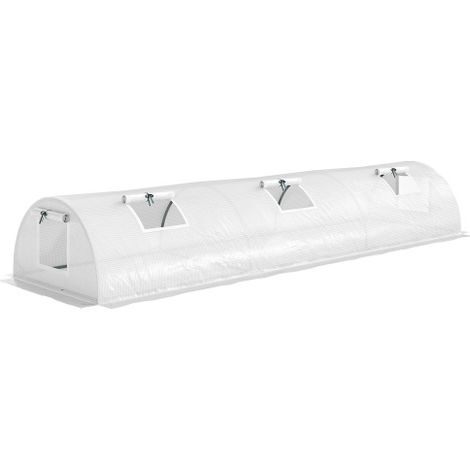 Serre en plastique, mini serre tunnel avec fenêtre en filet, résistant aux UV, plastique, 300 x 80 x 45 cm, blanc