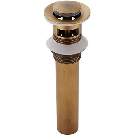 Pop-up Rétro Bouchon Bonde de Lavabo Vidange Clic-clac sans Trop-Plein en Laiton Bronzé Universel Valve(Couvercle rabattable antique avec trous) (1/5)