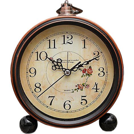 Vintage-Wecker mit Batteriebetrieb, Nachtlicht aus Metall, superleise, Quarz-Tisch- oder Schreibtischuhr. (1/5)