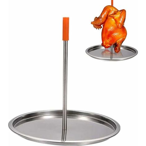 Stainless Steel Chicken Grill with Drip Tray Removable Vertical Grill for BBQ Meat