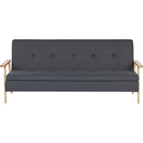 Sofa Bed 3 Seater TJORN Fabric Dark Grey