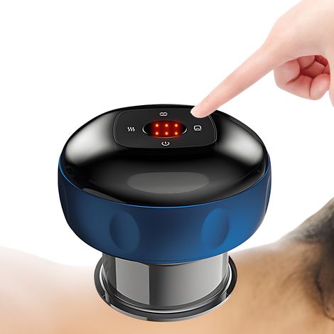 Appareil de thérapie par ventouses électrique 2 en 1 outil gua sha intelligent avec minuterie automatique 12 niveaux de température et aspiration réglables sans fil Type-C rechargeable batterie 1800mA (1/5)