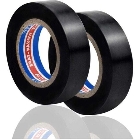 2 rouleaux de ruban isolant, ruban isolant en PVC résistant aux hautes températures, ruban Gaffer 16mm × 6m (noir) (1/4)
