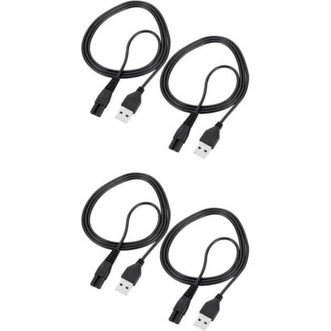 Lot de 4 Câble alimentation, Connecteur forme 8, Cuivre et caoutchouc, Pour tondeuse et chargeur (1/5)