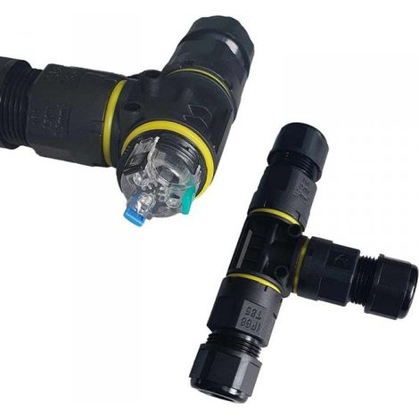 2 Connettori Veloce IP68 Forma T 3 Posti per Cavo Elettrico 6 12mm 122x80x30mm