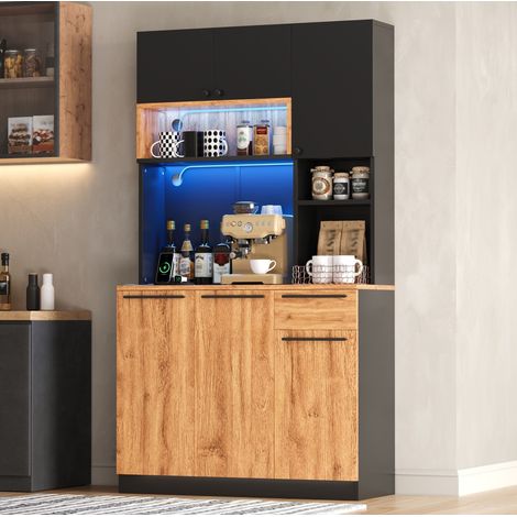 Armadio alto da cucina con LED RGB, USB, 6 ante e cassetto, 100 x 40 x 180 cm, MDF (1/5)