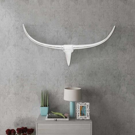 Décoration murale tête de taureau en aluminium argenté 96 x 10 x 44 cm - PANGIVO (1/5)