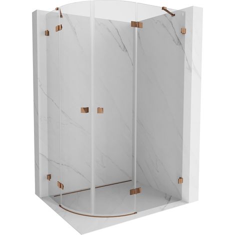 Mexen Lunar cabina doccia semicircolare a destra 90 x 80 cm, trasparente, oro rosa - 833-090P-080L-60-00 (1/5)