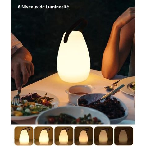 Lampe de Table LED Extérieur avec Télécommande 16 Couleurs Intensité Variable Lampe de Table Sans Fil étanche Décorate Maison (1/4)