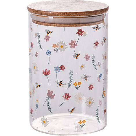 Multifunktionale, luftdichte Glasaufbewahrungsdose mit Bambusdeckel für Tee, Kaffee, Kräuter, Zucker, Gewürze – Zitrone – 3er-Set //./