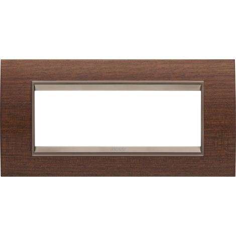 PLAQUE LUX RECTANGULAIRE 6P BOIS NOYER GEWISS GW16206WU
