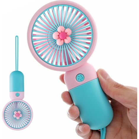 Ventilateur portable mignon, mini ventilateur USB pour se rafraîchir, petit ventilateur électrique rechargeable pour enfants (rose cerise)