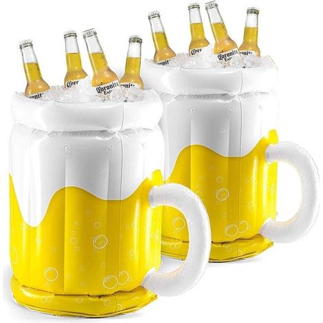 Aufblasbare Kühlbox 2 teilige schwimmende Bierkrug Kühlbox für Poolpartys und Sommerfeste Nachhaltige Getränkekühlung & Dekoration für Junggesell (1/5)