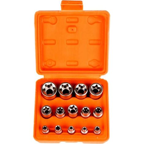 14 CHIAVI BUSSOLE TORX ATTACCO 1/4" 3/8" 1/2" KIT CHIAVE BUSSOLA DA 4 A 24 MM (1/2)