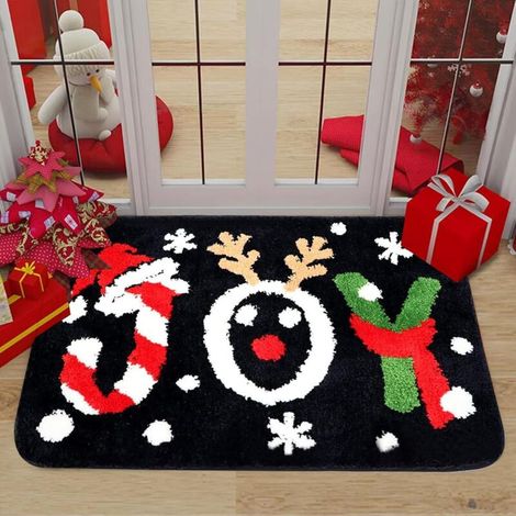 Paillasson de Noël, 40 x 60 cm Paillasson de Noël antidérapant Paillasson avec motif de Noël Paillasson de bienvenue de Noël Pour la décoration intérieure de Noël (1/4)