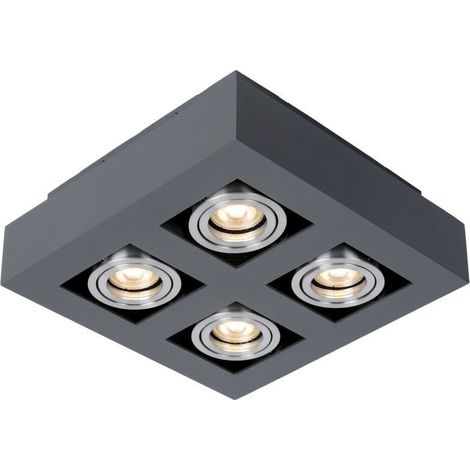 Italux Casemiro - Modern Aluminio negro montado en superficie 4 luces, GU10