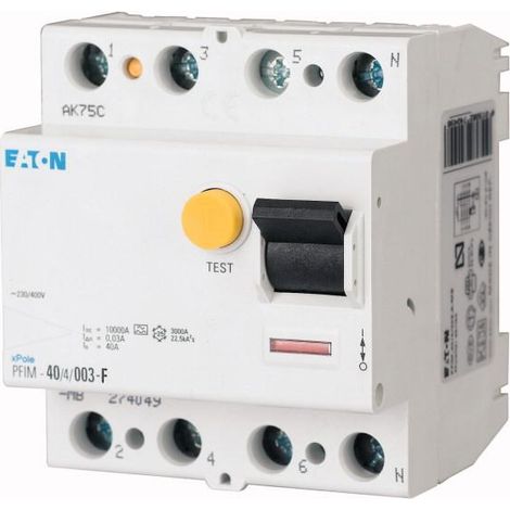 Interrupteur différentiel 40A 4p 300mA type G/F 000187360 EATON PFIM-40/4/03-G/F