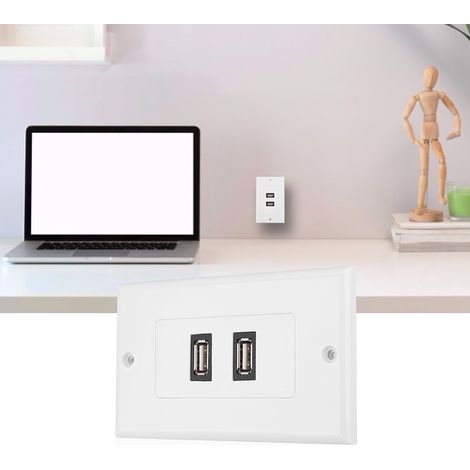 Panneau mural double port USB 2.0 pour la décoration de la maison, du bureau, de l'immeuble ou de l'hôtel. (1/5)