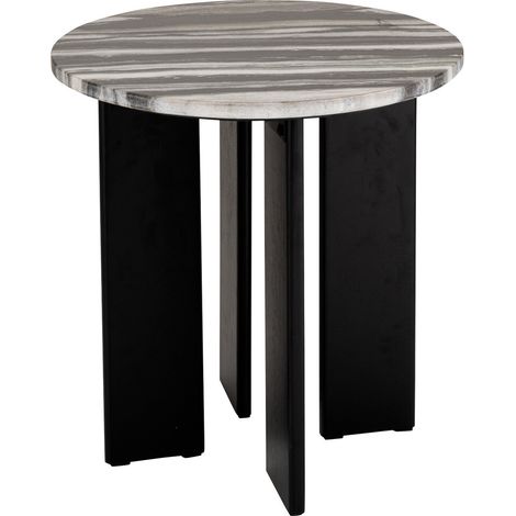Table d'Appoint en Marbre "Mathilde" 50cm Noir & Gris (1/5)