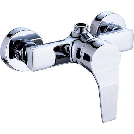 Robinet de douche mural en laiton pour salle de bain, eau chaude et froide, poignée unique, chromé. (1/4)