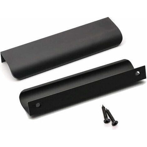 Lot de 10 Poignee de Meuble Cuisine Noir Poignée Cuisine Noir Poignée Profil Noir Poignée Meuble Noir Mat en Alliage d'Aluminium Entraxe 128mm Longueur 150mm（Noir）