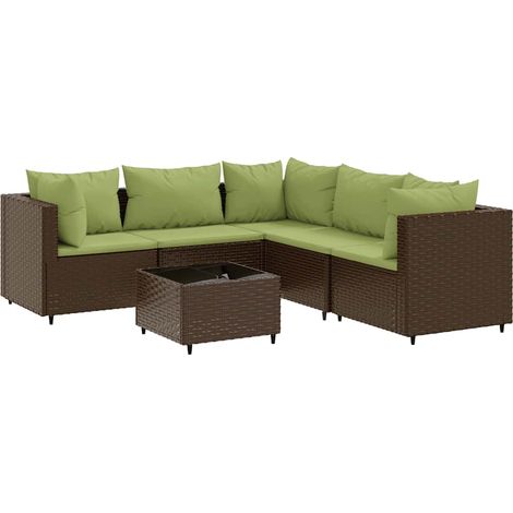 Maison Exclusive - Set Mobili da Giardino 6pz con Cuscini in Polyrattan Marrone