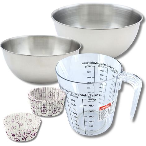 Set pâtisserie avec 50 moules à muffins en papier, 2 bols à mixer, verre mesureur et spatule Zenker (1/5)