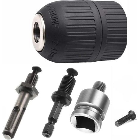 Mandrin Auto-serrant 2-13mm Mandrin à Serrage Rapide 1/2-20UNF avec Adaptateur SDS Plus Accessoires pour Perceuse (1/5)