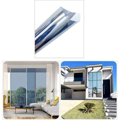 NICOLA Solar control film, window stickers for home and office, living room, bedroom, silver, 45 cm x 1 m (1/5)