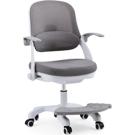Chaise de bureau pour enfant / Chaise pour enfant KIDDY SMART STEP en tissu maillé / tissu gris clair hjh OFFICE (1/5)