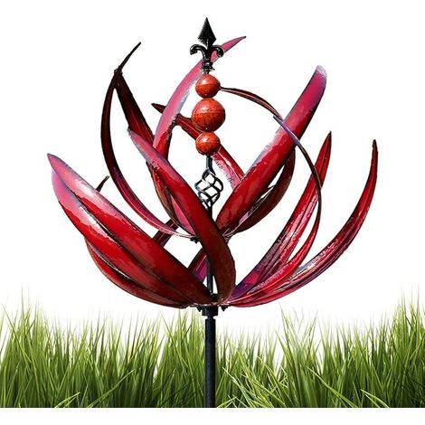 Moulin à vent dynamique, Moulin à vent de puissance magique en métal avec sculpture de jardin unique, Moulin à vent de jardin en fer forgé, Moulin à vent de jardin, accessoires de décoration de Cour e (1/5)