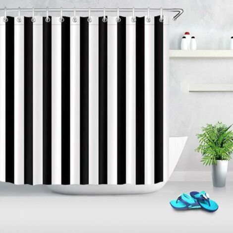 Rideau de douche rayé noir et blanc tissu Polyester imperméable décor de salle de bain 180x200cm rideau de douche élégant Simple