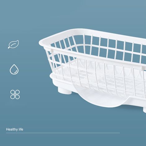 Égouttoir à vaisselle en plastique blanc pour la cuisine, égouttoir à vaisselle, étagère de rangement, organisateur de vaisselle. (1/5)