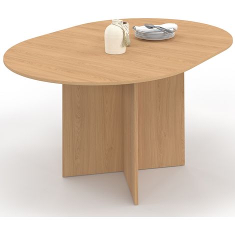 Tavolo da pranzo ovale allungabile MARTHE 4-8 persone effetto faggio 110-150 cm