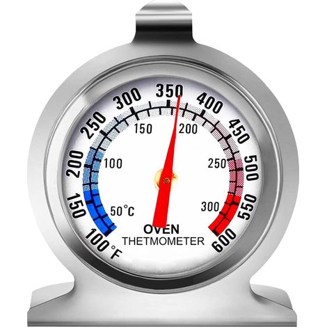 Thermomètre de four 50-300 °C/100-600 °F Thermomètre de four pour four, barbecue, friteuse, fumoir Thermomètre analogique à lecture instantanée en acier inoxydable pour cuisine (1) (1/5)