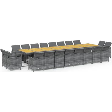 Maison Exclusive - 21-tlg. Garten-Essgruppe mit Kissen Grau Poly