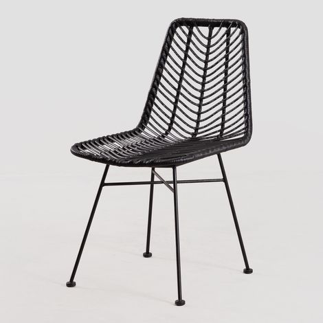 SKLUM Pack mit 4 Esszimmerstühlen aus synthetischem Rattan Gouda Colors Schwarz                   Schwarz               