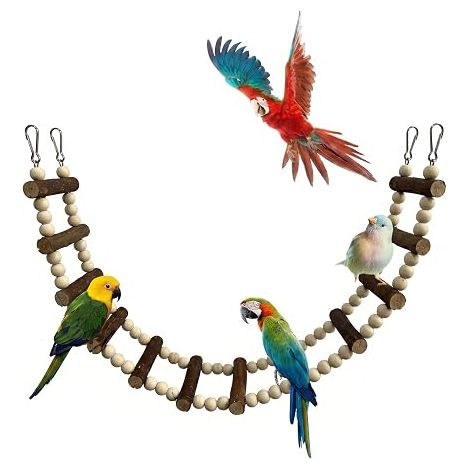 Wooden Parrot Ladder 35 x 8 cm Bird Perch for Cage Hanging Toy Cockatiels and Lovebirds Accessory (1/5)