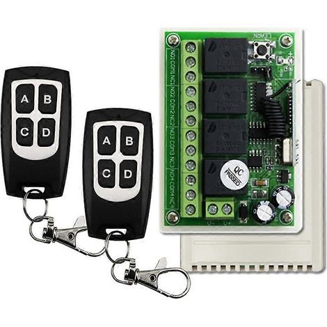 Module récepteur relais 433 MHz 12 V/24 V avec 2 émetteurs RF, télécommande sans fil pour éclairage de garage (bricolage). (1/5)
