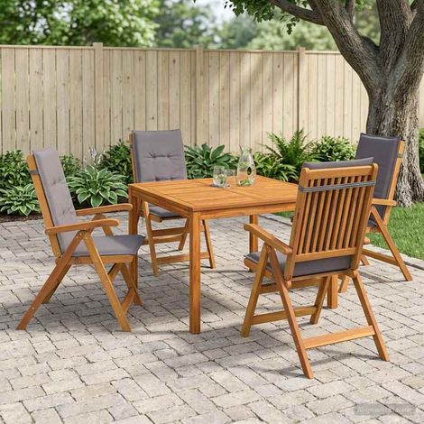 vidaXL Juego de comedor de jardín de 5 piezas Natural (1/5)