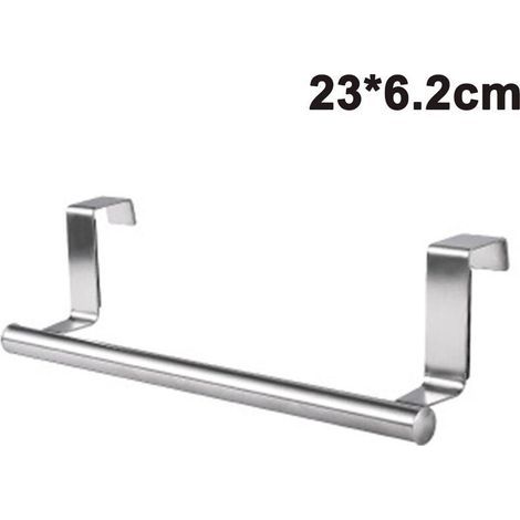 Porte-serviettes moderne avec crochets pour salle de bain et cuisine, porte-serviettes en acier inoxydable brossé sur le meuble 23 × 6,2 cm (1/5)