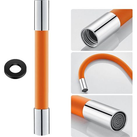 Rallonge douchette universelle 360°, tube silicone double joint, aérateur, flexible anti-éclaboussures, compatible plupart robinets cuisine (1/5)