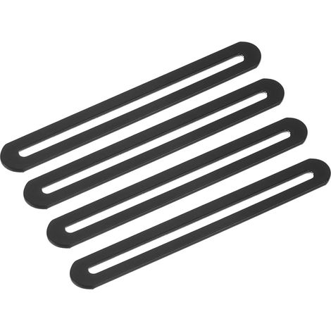4 supports de fixation plats droits et épais en acier inoxydable de 155 x 19 mm, pour étagères de meubles fixes (noir) (1/5)