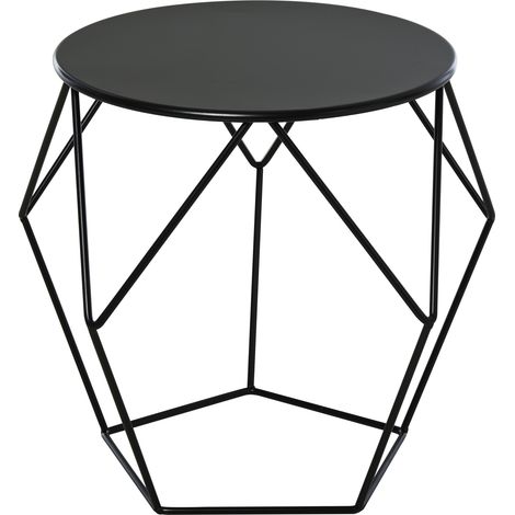 Table basse de salon design nordique minimaliste géométrique, large plateau, acier, 54x54x44cm (1/5)