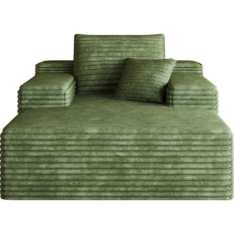 Méridienne de pana verde con asiento profundo y espuma, 175 x 159 x 83 cm, HOMVRA (1/5)