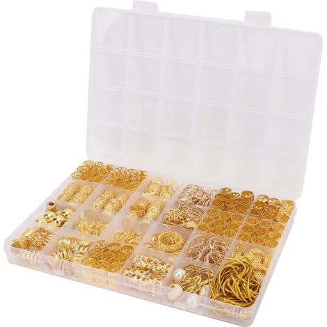 Bijoux de cheveux pour tresses, anneau en métal, pendentif manchette, accessoires pour tresses et dreadlocks, perles, bijoux dorés (1/5)
