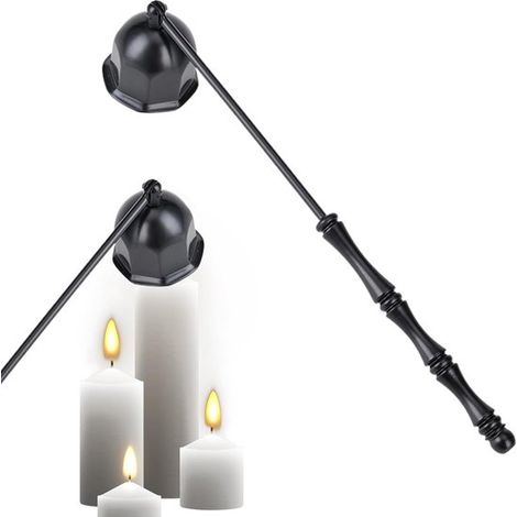 Lot de 2 éteignoirs à bougie avec long manche, accessoires pour éteindre les flammes de bougies en toute simplicité, manche métallique, noir (1/5)