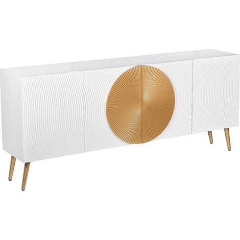 Buffet MIDORI 177 cm – Bois de manguier massif blanc et doré – 4 portes (1/5)